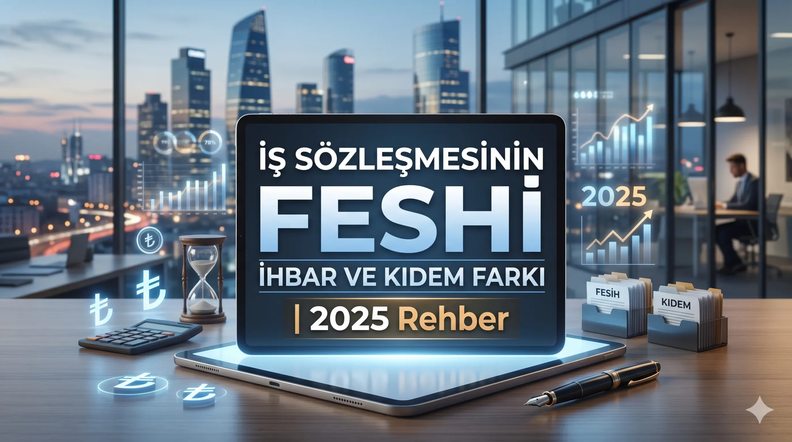 İş sözleşmesinin feshi sonrası ödenen ihbar ve kıdem tazminatı farklarını gösteren resmi hukuk belgeleri ve kalem.