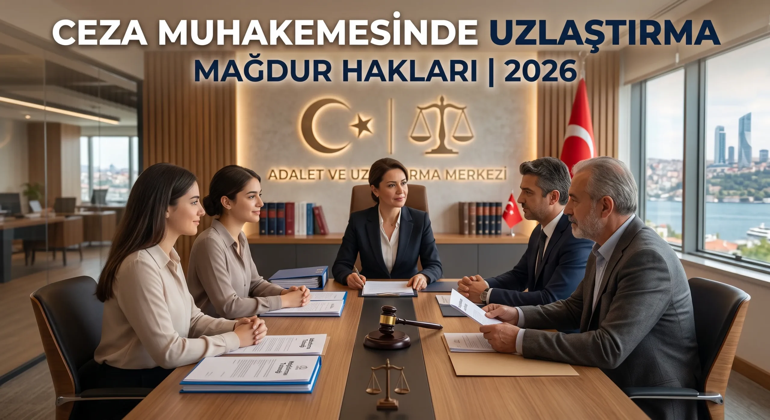 Ceza muhakemesinde uzlaştırma sürecinde mağdur hakları ve etkili başvuru hakkı ihlallerini gösteren hukuki illüstrasyon.
